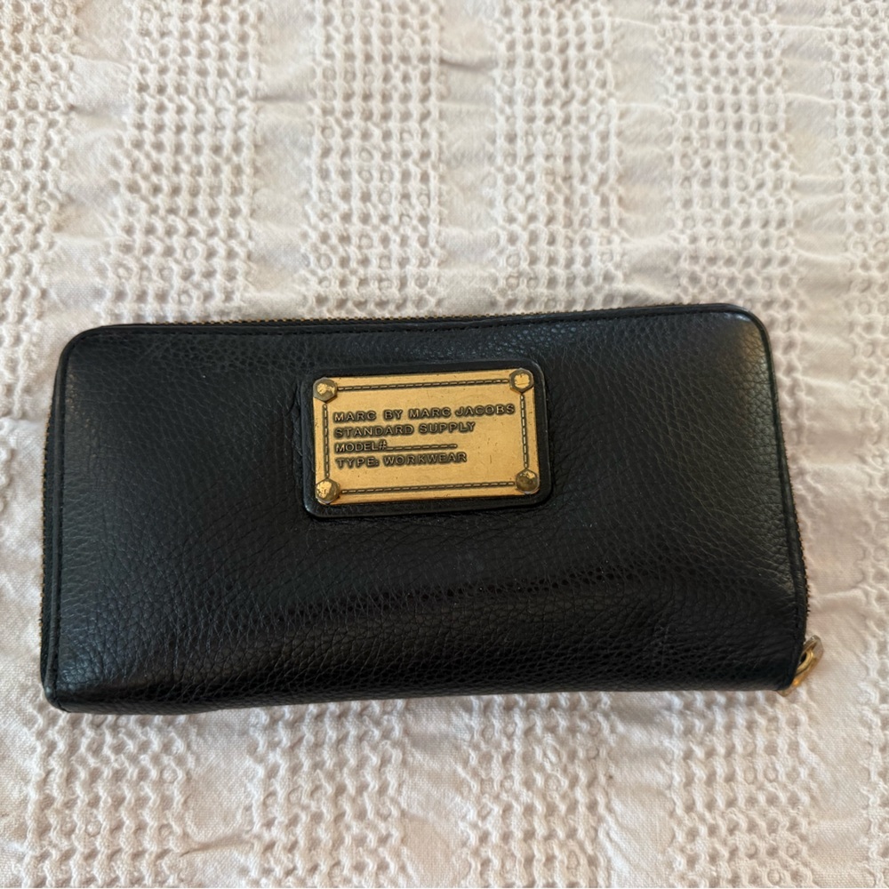Marc Jacobs Black Wallet with Gold Accents